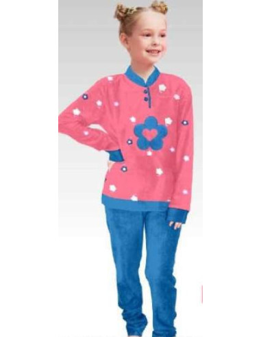 Pijama manga larga flor niña 
