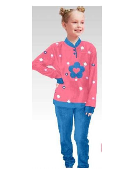 Pijama manga larga flor niña 