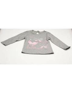 Camiseta manga larga gris bebé niña 