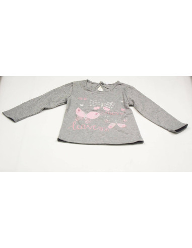 Camiseta manga larga gris bebé niña 