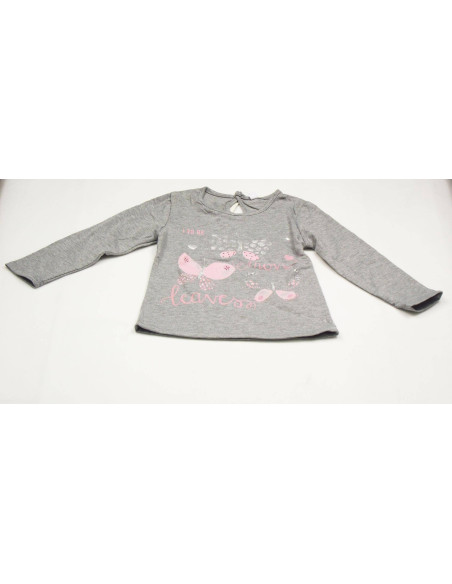 Camiseta manga larga gris bebé niña 