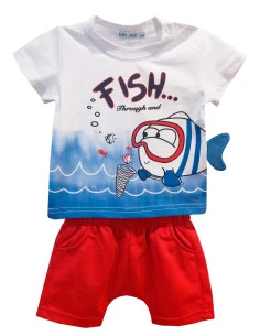 Conjunto manga corta fish bebé niño 
