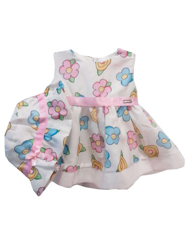 Vestido flores con sobrero bebé niña 