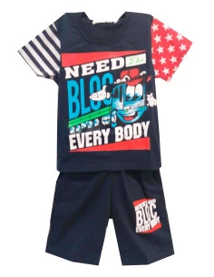 Conjunto manga corta pingüino bebé niño 