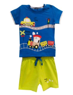 Conjunto manga corta tren bebé niño 