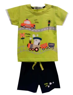 Conjunto manga corta ferrocarril bebé niño 