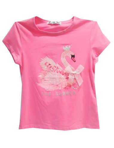 Camiseta manga corta cisne niña 