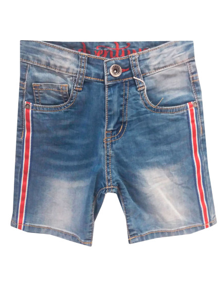 Bermuda denim franja roja niño 