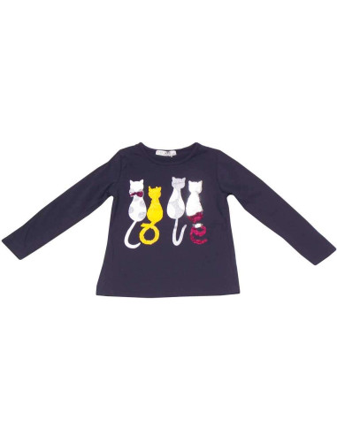 Camiseta manga larga 4 gatos niña 
