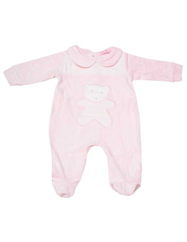 Pijama largo tundosado con cuello bebé niña 
