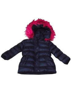 Chaquetón capucha pelo fucsia niña 