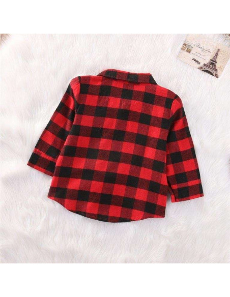 Camisa manga 3/4 cuadros niño 