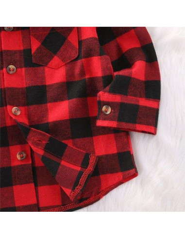 Camisa manga 3/4 cuadros niño 