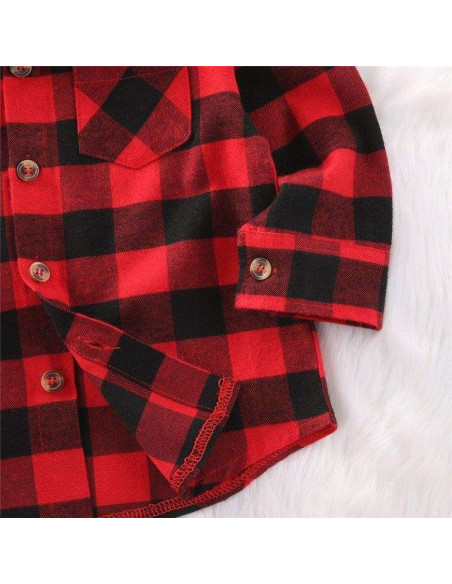 Camisa manga 3/4 cuadros niño 