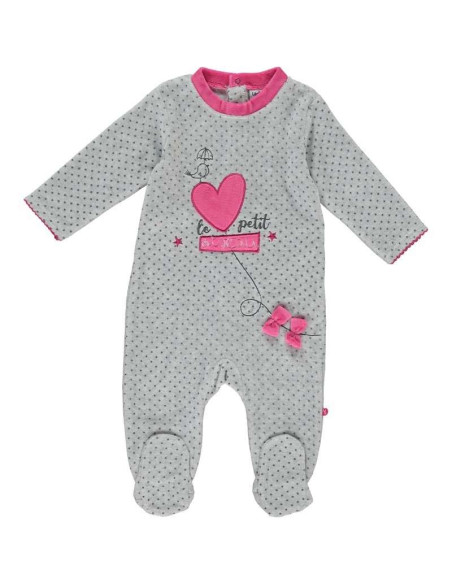 Pijama largo tundosado corazón rosa bebé niña 