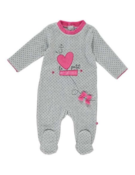 Pijama largo tundosado corazón rosa bebé niña 