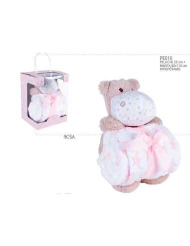 Caja regalo hipopótamo manta bebé 