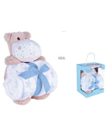 Caja regalo hipopótamo manta bebé 