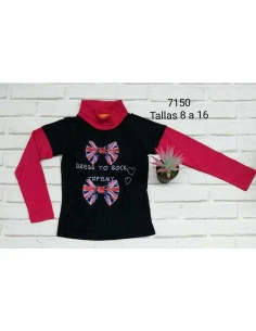 Camiseta manga larga con cuello niña 