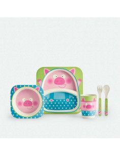 Juego 5 piezas vajilla cerdito infantil  2