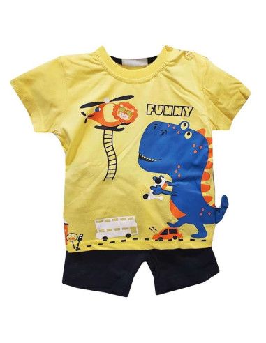 Ropa bebé niña |Conjunto manga corta funny bebé niño | dyley | Color  Amarillo Talla 6/9 Meses