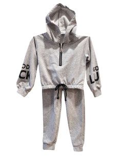 Conjunto con capucha good gris niña 