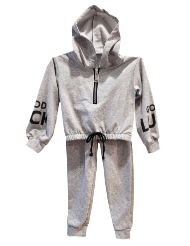 Conjunto con capucha good gris niña 