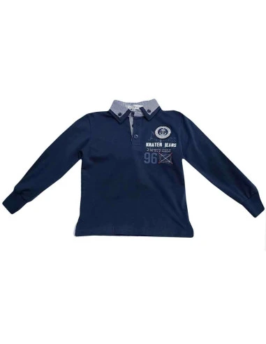 Polo manga larga cuello rayas niño 