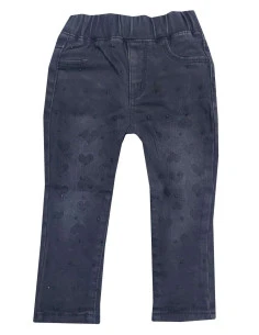 Pantalón denim corazones bebé niña 