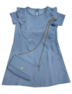 Vestido fluido con bolso de niña 