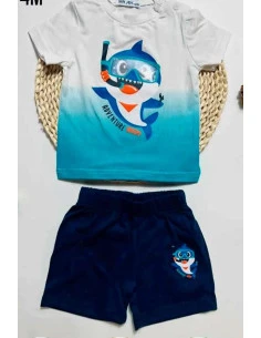 Conjunto manga corta tiburón bebé niño 