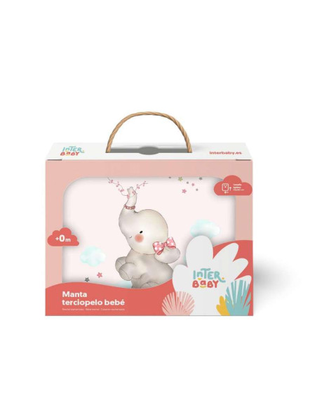 Manta cuna elefante rosa bebé 