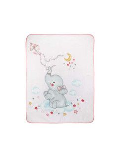 Manta cuna elefante rosa bebé  2