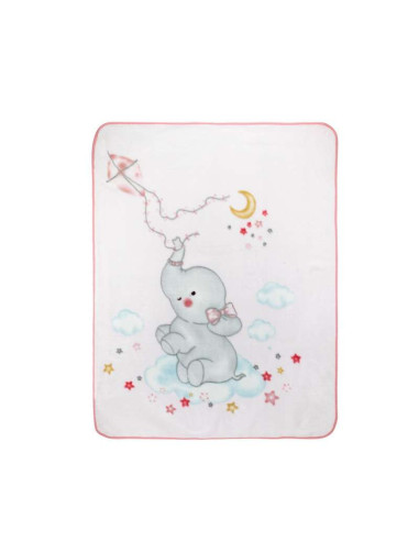Manta cuna elefante rosa bebé 