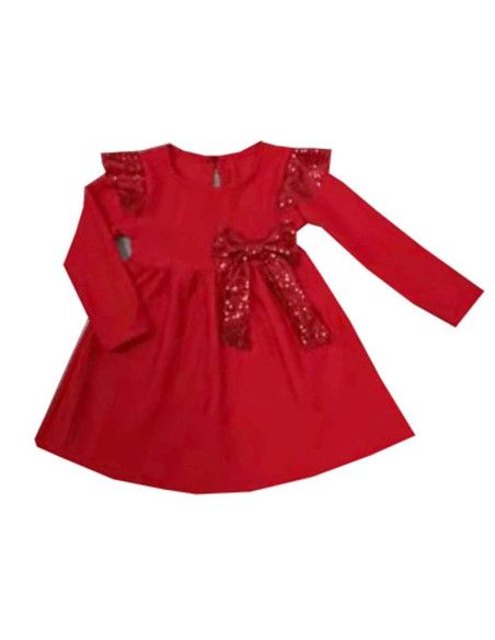 Vestido rojo lazo niña 