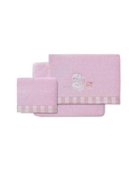 Sabana cuna coralina honey bear rosa 