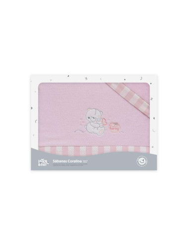 Sabana cuna coralina honey bear rosa 