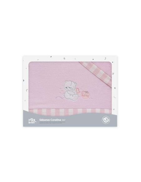Sabana cuna coralina honey bear rosa 