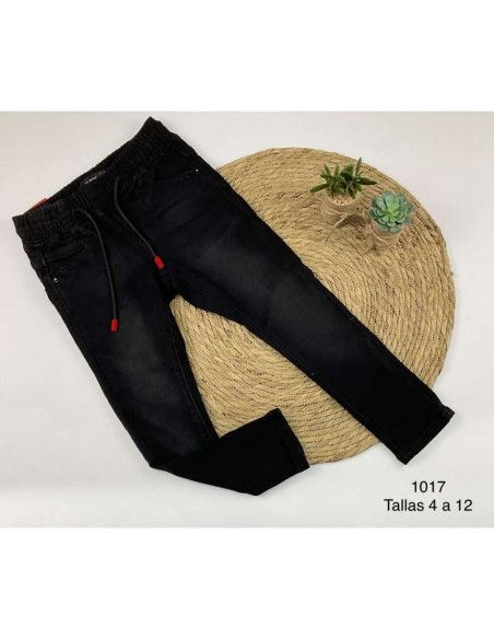 Pantalón tejano con goma negro de niño 
