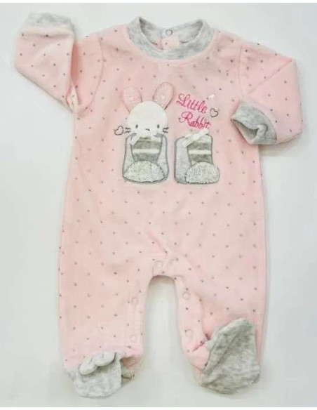 Pijama largo tundosado conejo botas bebé niña 