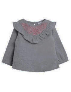 Blusa manga larga con volante bebé niña 