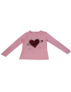 Camiseta manga larga corazón brillo niña 