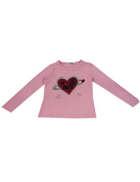 Camiseta manga larga corazón brillo niña 