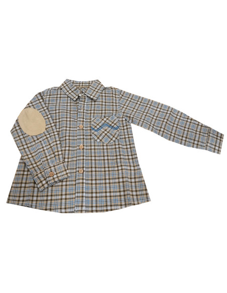 Camisa manga larga cuadritos niño 