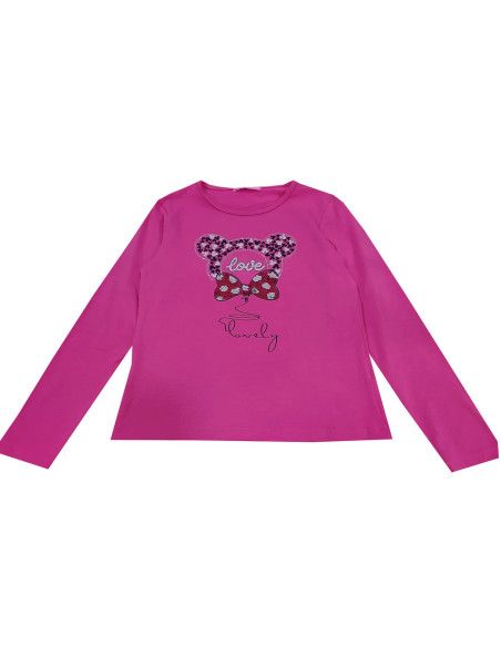 Camiseta manga larga Love fucsia niña 
