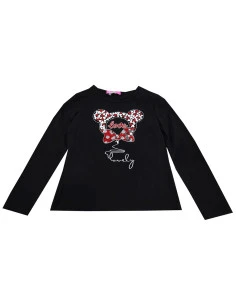 Camiseta manga larga Love negro niña 