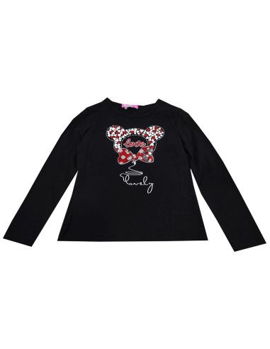 Camiseta manga larga Love negro niña 