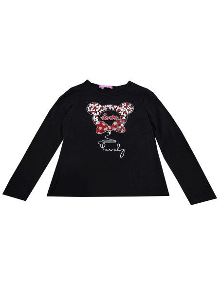 Camiseta manga larga Love negro niña 