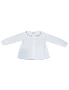 Blusa manga larga con cuello bebé niña 