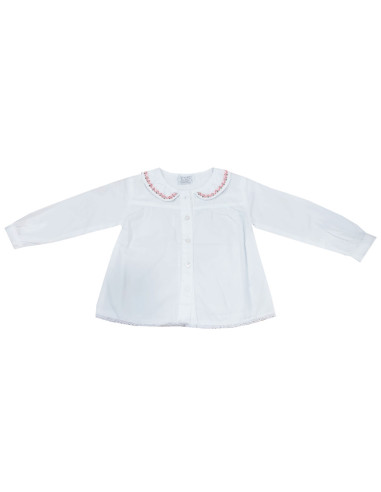 Blusa manga larga con cuello bebé niña 